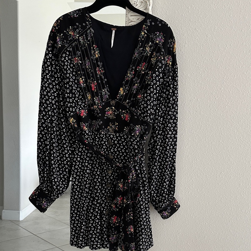 Free People Floral Black Dress